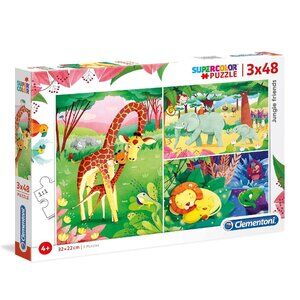 Clementoni 3 x48 Supercolor Puzzle Jungle Friends For Age 4+ New Sealed